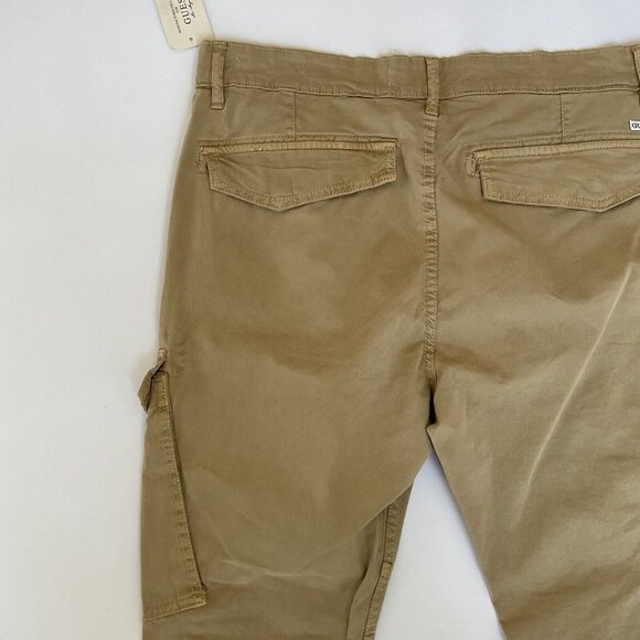 Guess Men’s Lunita Twill Cargo Jeans Utility Fit Crop Leg In Khaki Size 34 - Picture 14 of 14